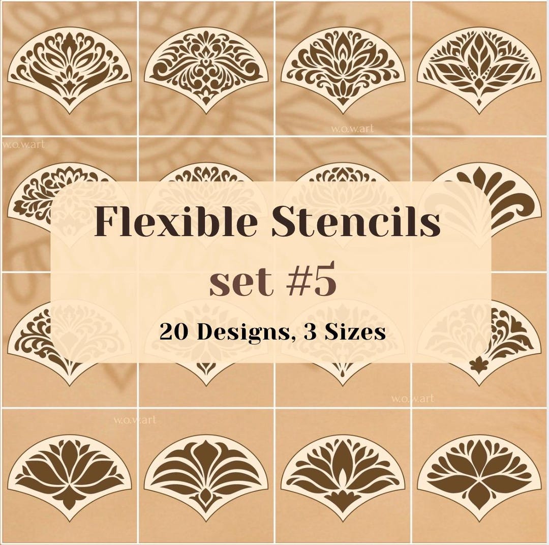 Flexible Stencils Set #5: 20 Intricate Designs in 3 Sizes. Reusable ...