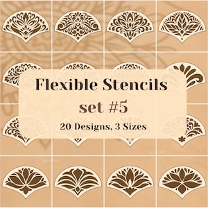 Flexible Schablonen Set #5: 20 verschlungene Designs in 3 Größen. Wiederverwendbare Schablonen für Mandalas, Dekorative Muster, Punktmalerei & DIY Kunst