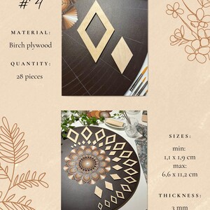 Juegos de plantillas de madera profesionales para dibujar, herramientas de arte de puntos, formas de madera, suministros de arte Mandala, creación de patrones, figuras geométricas, calco. 4. Design #4 28pcs