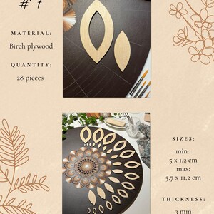 Juegos de plantillas de madera profesionales para dibujar, herramientas de arte de puntos, formas de madera, suministros de arte Mandala, creación de patrones, figuras geométricas, calco. 7. Design #7 28pcs