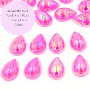 100pcs Pearl-Drop Flatback Beads, 0.8x1.3cm.Dot art supplies, Mandala art, Acrylic Gems,DIY Crafts and Jewelry Making.7 Colors Available