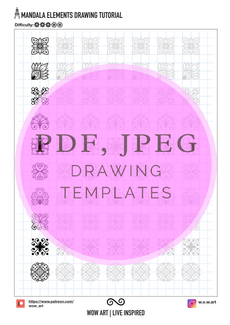 19.NOUVEAUTÉ 2 x 2 cellules Feuilles de formation sur les modèles Pdf, jpeg. Art mandala, bricolage, papier numérique, téléchargements instantanés, lettrage, art-thérapie, calligraphie image 7