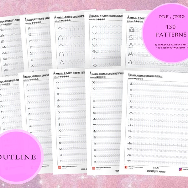 1.Easiest Patterns training sheets for beginners! Pdf,jpeg.Mandala art, digital paper, instant downloads, handmade, art therapy, calligraphy