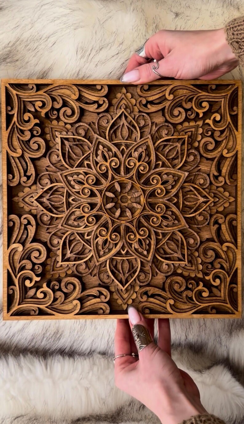 3D Wooden Mandala Wall Art | Layered Birch Plywood Mandala | Boho Home ...