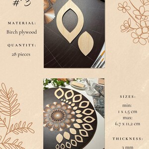 Juegos de plantillas de madera profesionales para dibujar, herramientas de arte de puntos, formas de madera, suministros de arte Mandala, creación de patrones, figuras geométricas, calco. 3. Design #3 28pcs