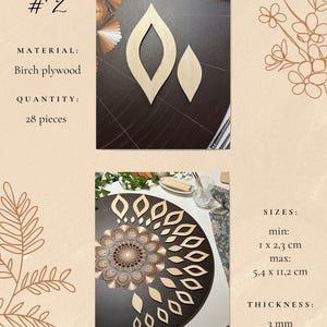 Juegos de plantillas de madera profesionales para dibujar, herramientas de arte de puntos, formas de madera, suministros de arte Mandala, creación de patrones, figuras geométricas, calco. 2. Design #2 28pcs