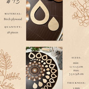 Juegos de plantillas de madera profesionales para dibujar, herramientas de arte de puntos, formas de madera, suministros de arte Mandala, creación de patrones, figuras geométricas, calco. 13. Design #13 28pcs