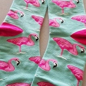 Flamingo socks. Pink flamingos. Unisex. Combed cotton. Fun colourful socks.