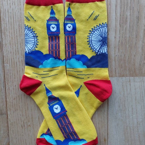 Chaussettes londoniennes. Big Ben. Oeil de Londres.