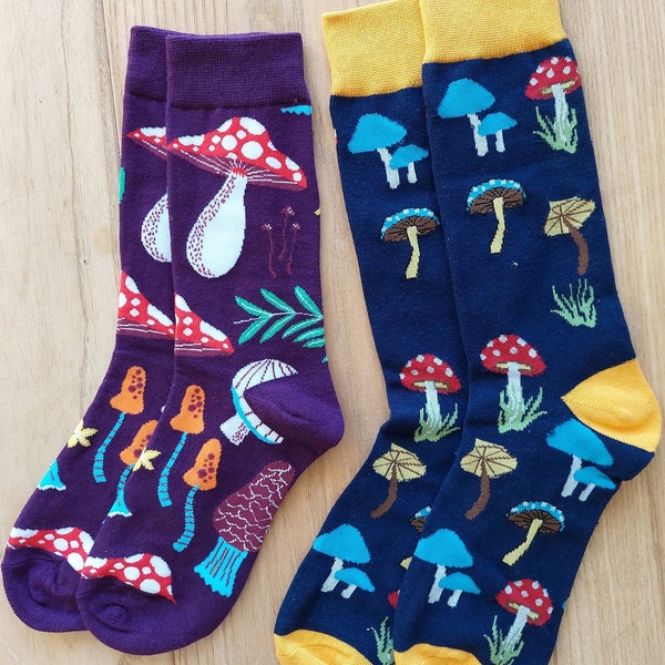 Mushroom. Toadstool. Fungi socks. 2 pairs. His and hers.