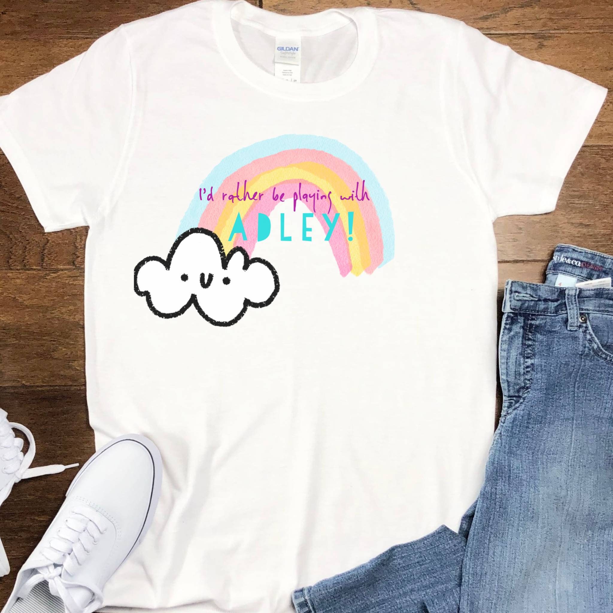 Adley from A for adley kids fan tshirt. I'd rather Etsy