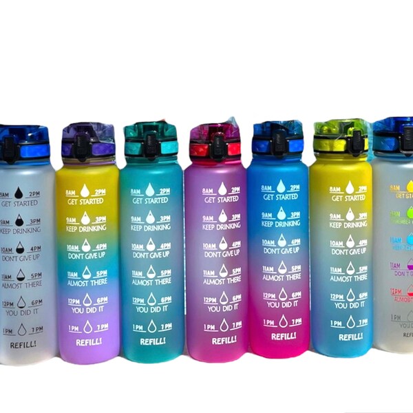 32oz Motivational Water Bottle With Time Marker - Leakproof, BPA-Free Reusable Bottle For Gym, Office & Fitness
