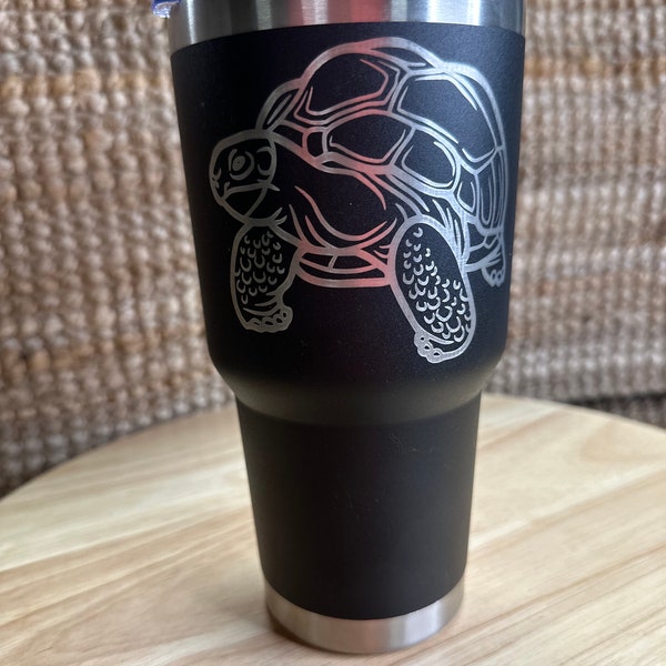 Tortoise Tumbler, Laser Etched Stainless Steel Insulated Cup