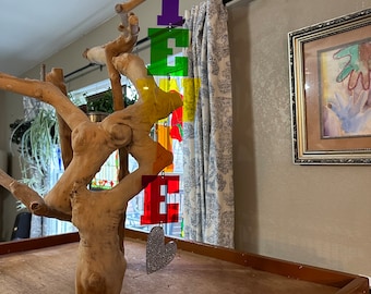 Brinquedo de acrílico personalizado com nome para pássaros: Enriquecimento de papagaio médio