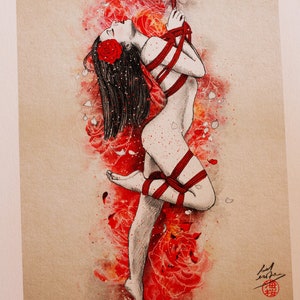 Lift Me Up- Shibari Art - Shibari Fine Art Print - Fine Art-papier van 270 gr