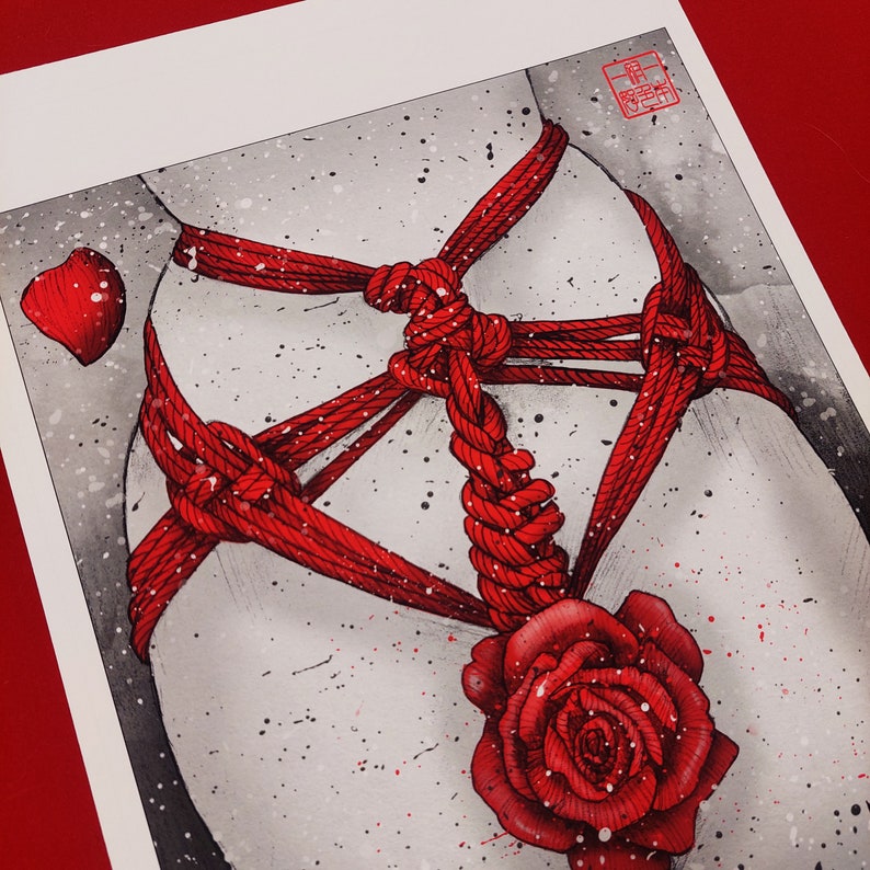 The Rose Shibari Fine Art Print Paper of 210gr Etsy