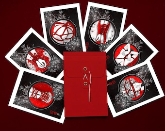 Collezione di stampe artistiche Shibari - Set di 6 stampe formato A6
