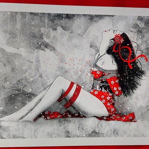 The gift - Shibari tied woman with kimono - A3 Fine Art Print on 270gr. paper