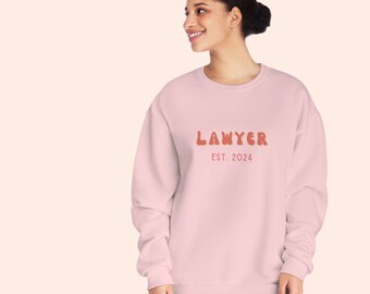Unisex Lawyer Crewneck Sweatshirt, Lawyer EST 2024, New Lawyer Hoodie
