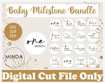 Rondas de hitos del bebé SVG / Rondas de hitos mensuales del bebé SVG PNG Glowforge / Archivo de corte de silueta Cricut para bebé / Archivo digital Hitos del bebé