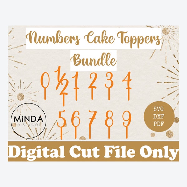 Numbers Happy Birthday Bundle Cake Toppers SVG DXF PDF Glowforge Cricut, Instant Download, Digital File