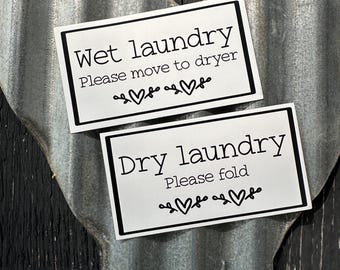 Wet and Dry Laundry Magnet Set: Laundry Room Reminder