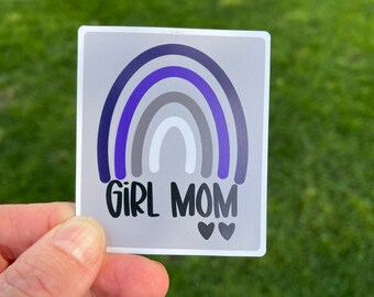 Girl Mom Rainbow Sticker: Laptop Decal or Magnet