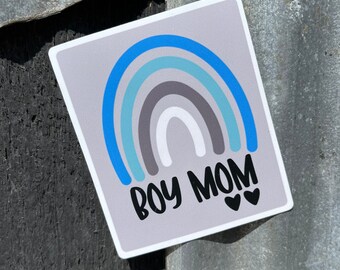Boy Mom Rainbow Sticker: Laptop Decal, Water Bottle Sticker