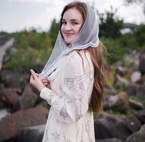 Church Lace Hair Scarf Church Prayer Scarf, Women Head Scarf Soft