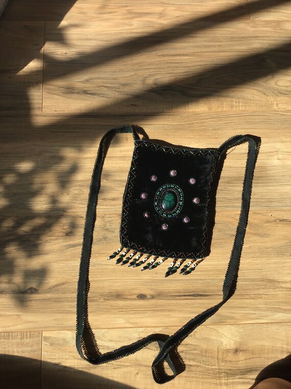 Gypsy Beaded & Jeweled Purse with Beaded Fringe