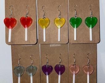 Heart Lollipop Dangle Earrings