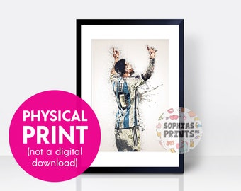 Lionel Messi Argentina THICK CARDSTOCK Wall Print | Wall Art | Gift | Home Decor | Kitchen House | Watercolour | Barcelona Design A4