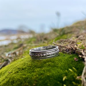 Sterling silver banded flower stacking ring Made to Order