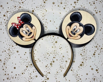 Mickey and Minnie Balloon Hand Painted Mouse Ears
