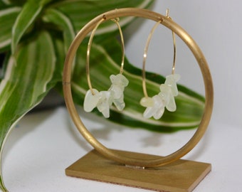 Green Gemstone Gold Hoops