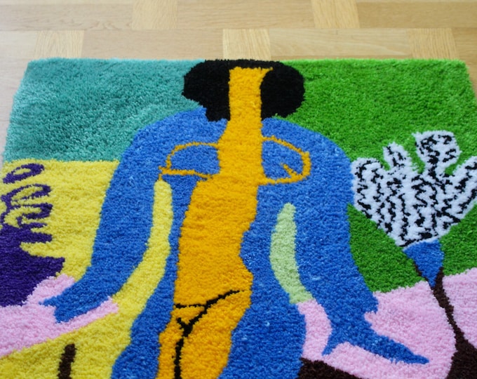 Matisse Painting Inspired Multicolour Woman Scene Multicolour Handmade Tufted Rug