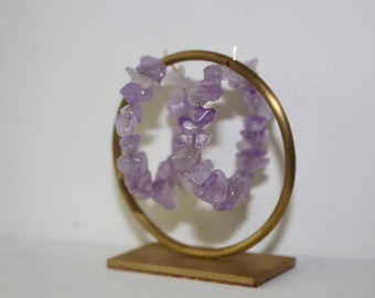 Purple Amethyst Gemstone Hoops