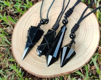 Collier en obsidienne naturelle pure, collier en obsidienne, collier de guérison, cadeau pour la fête des mères, cadeau pour homme, cadeau pour père, cadeau pour maman, cadeau fait main