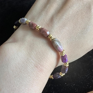 Natural Sugilite Bead Bracelet,Sugilite Elastic Bracelet,Sugilite Jewelry,Energy Gem Bracelet,Birthday Gift for Girlfriends,Gift for Her