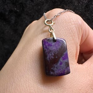 Purple Sugilite Universal Buckle Pendant Necklace,S952 Silver Sugilite  Necklace,Minimalist Necklace,Gifts for Sugilite Enthusiasts