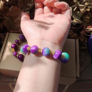 Purple Mica Bracelet,Purple Mica Bead Bracelet,Crystal Bracelet,Healing Gemstone Bracelet,Gifts for Crystal Enthusiasts,Valentine&#39;s Day Gift