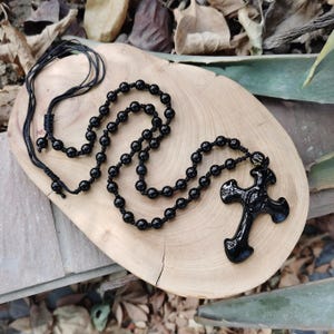 Obsidian Cross Pendant,Obsidian Pendant,Obsidian Necklace,Black Obsidian,Obsidian Jewelry,Handmade Gift,Gift for Her