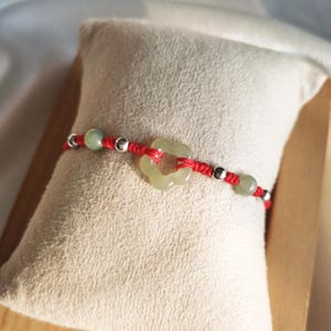 Flower Jade Red Rope Bracelet,Red Rope Weaving Bracelet for Protection,Red String Bracelet,Lunar New Year Gift,Best friend Gift