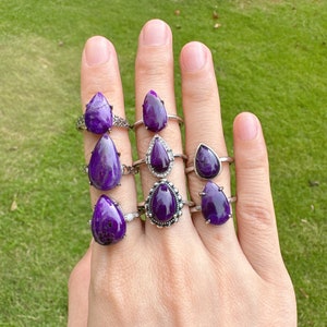 S952 Silver Sugilite Ring, Handmade Sugilite Ring,Natural Sugilite,Sugilite Ring,Gift for Her,Gift for Mom,Mother's Day Gift,Handmade Gift