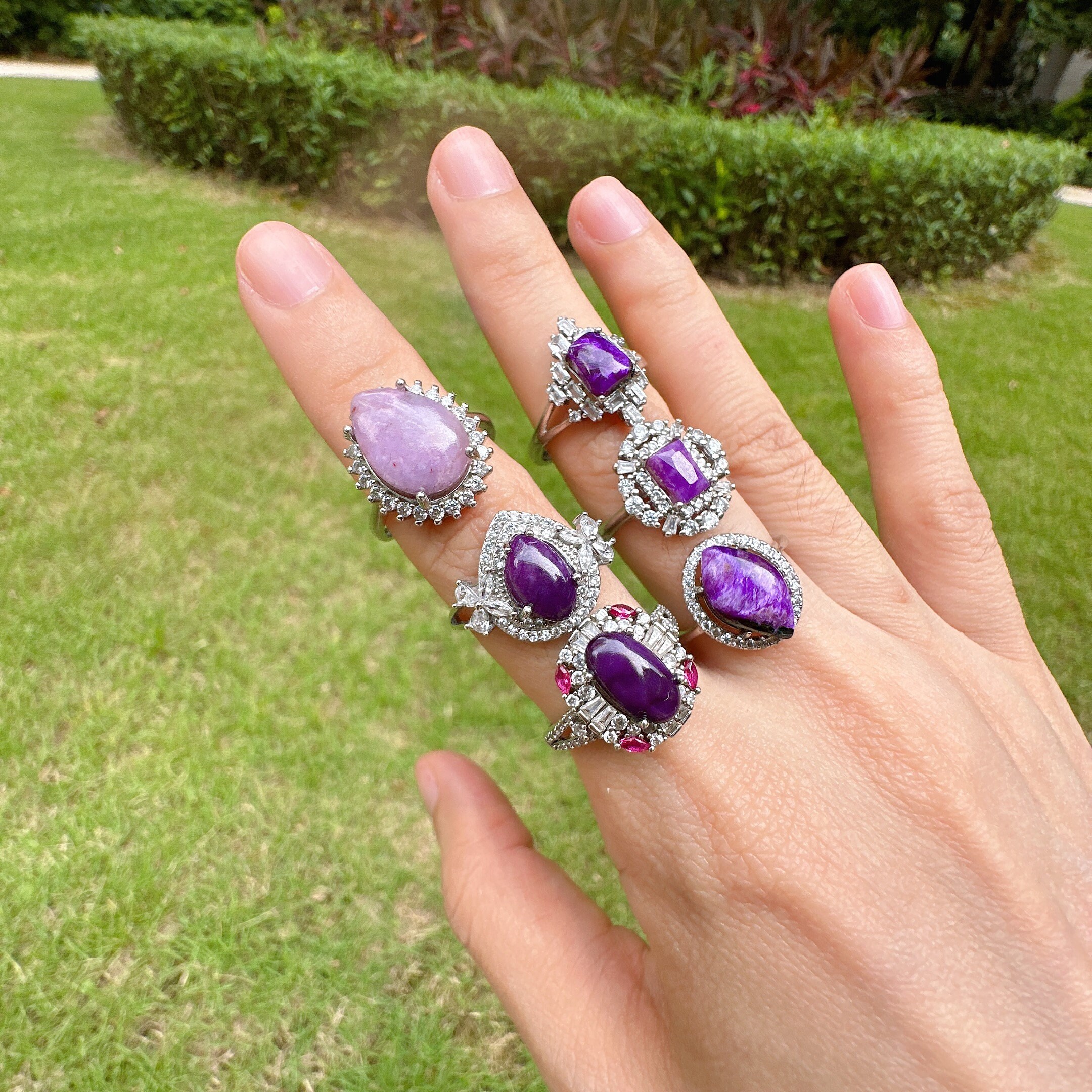 Sugilite Ring sugilite Diamond Ring birthstone Ring february Birthstone gift for Her 100 Natural Sugilite handmade Gift mother s Day Gift Etsy