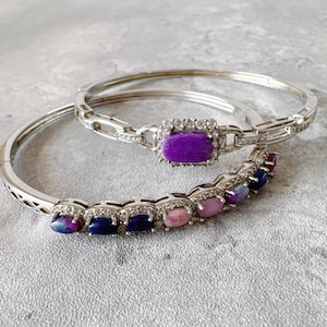 S952 Silver Sugilite Bracelet,Sugilite Chain Bracelet,Healing Bracelet,Gift for Her,Natural Sugilite,Wedding Jewelry