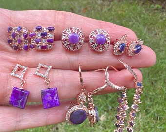 Handmade Sugilite Natrual Stone Earring,Sugilite Earring,Purple Sugilite,Mother's Day Gift,Gift for Her,100% Natural Sugilite,Handmade Gift