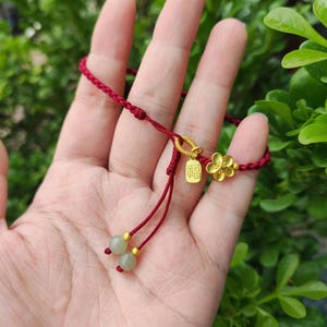 Natural Jade Red Rope Bracelet,Lucky Pendant Red Rope Bracelet,Red Rope Weaving Bracelet for Protection,Birthday Gift