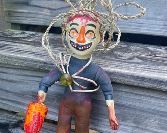 Ooak Harvest Harbinger doll, Creepy ooak porcelain doll, scary fall Halloween doll