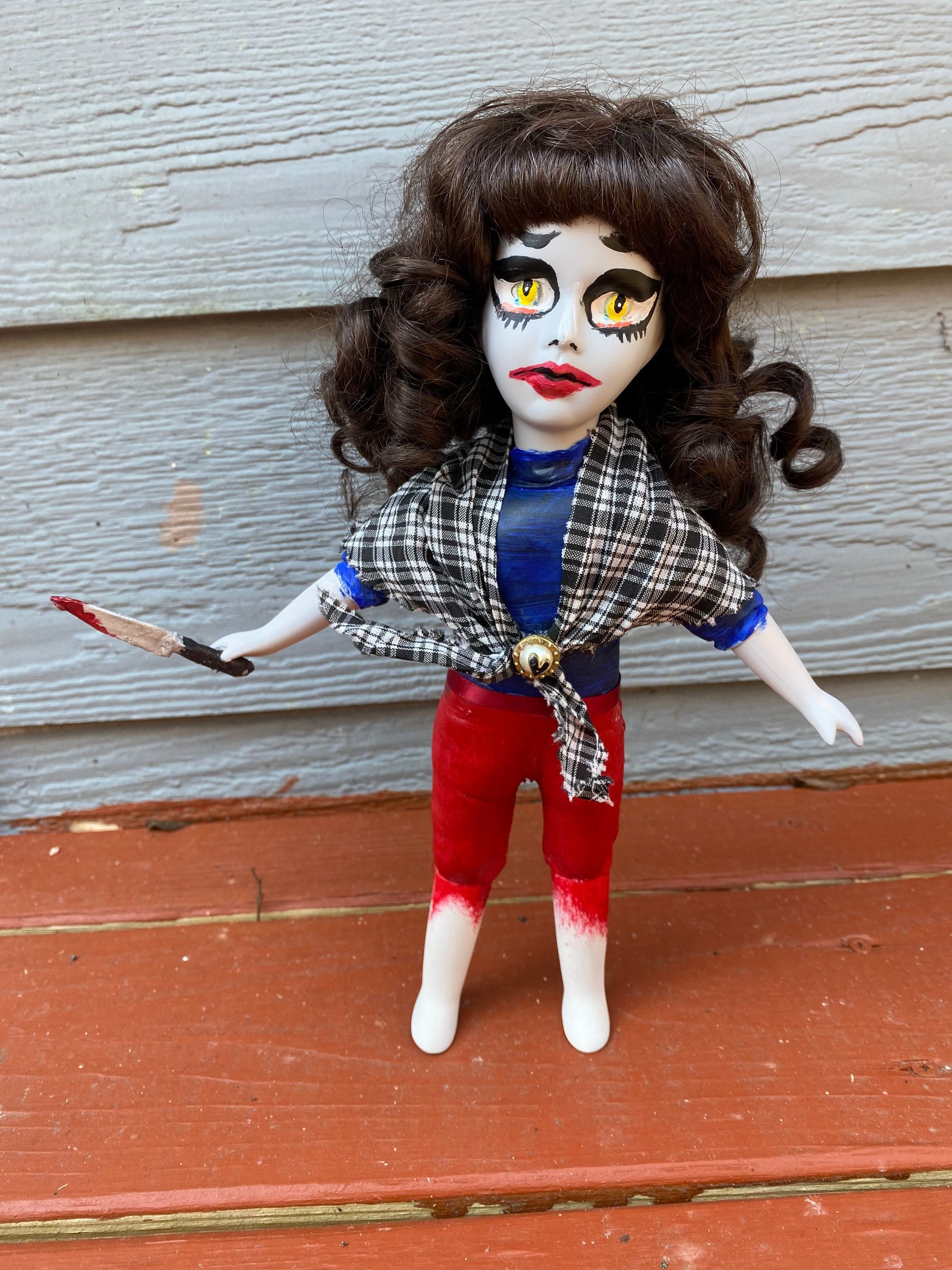 Creepy 80’s Final Girl styled doll, ooak horror doll